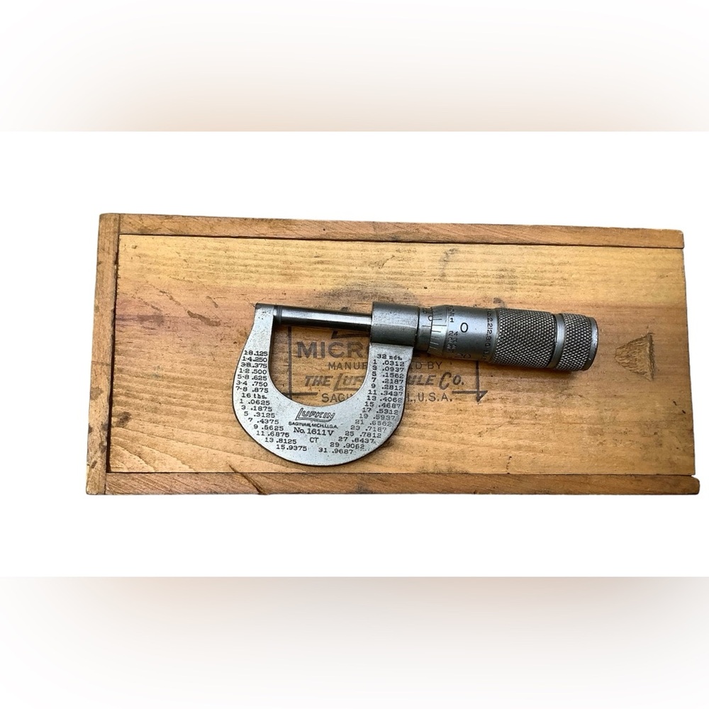 Vintage Lufkin Caliper Micrometer Original Wooden Box